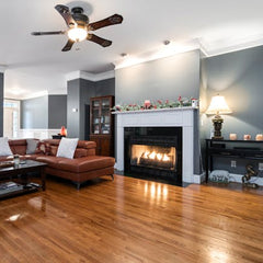 Living room with crown molding trim installed by Rocky Ridge Handyman in Brighton Colorado