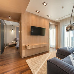 Wall mounted TV installation in modern living room in Westminster Colorado by Rocky Ridge Handyman